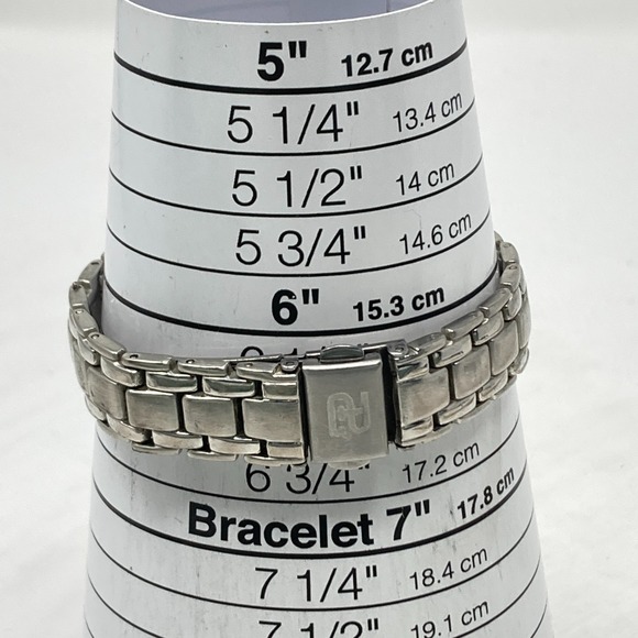 Paolo Tank Watch Women 20mm Silver Tone Purple Dial Crystals Pave New Batt 6.5" - Picture 10 of 16